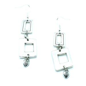 Brighton Piazza Hammered Shapes Small Heart Charms Silver Custom Earrings
